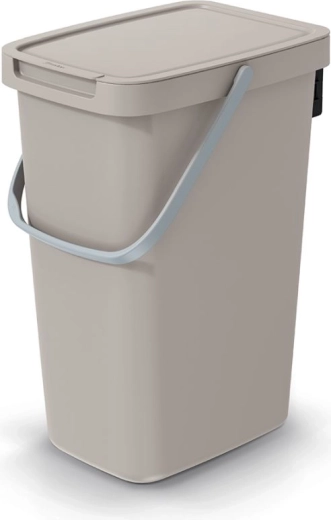 Cubo de basura Systema Q Collect con tapa, 12 l, marrón claro