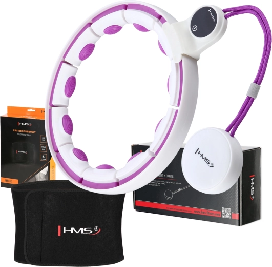 Juego de hula hoop de masaje con peso y cinturón reductor blanco/morado