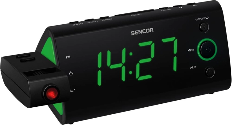 Radio despertador Sencor con proyección de la hora SRC 330 GN