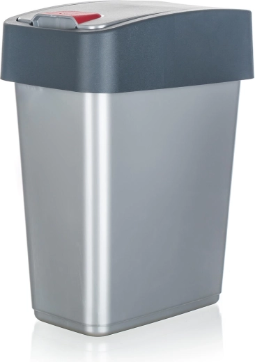 Papelera basculante 10 l – plástico plateado/gris