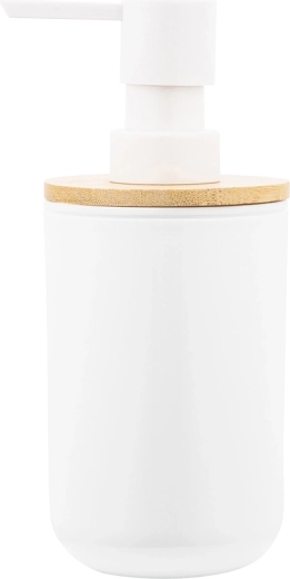 Dispensador de jabón de plástico con bambú 7 × 7 × 16 cm