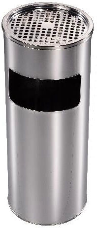 Papelera con cenicero integrado, galvanizada, 59 × 24 cm