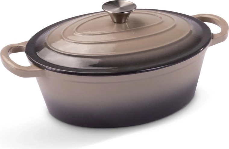 Olla ovalada de hierro fundido Lamart con tapa, 28 × 22 cm