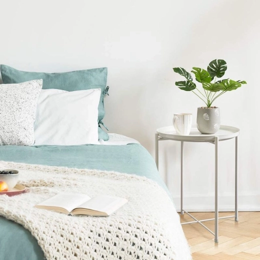 Mesa redonda metálica estilo loft – blanca