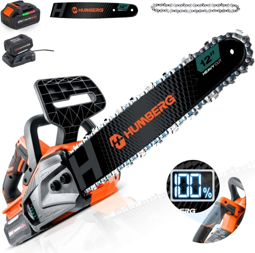 Motosierra de cadena a batería 12" HUMBREG HM-436 sin escobillas 4 Ah