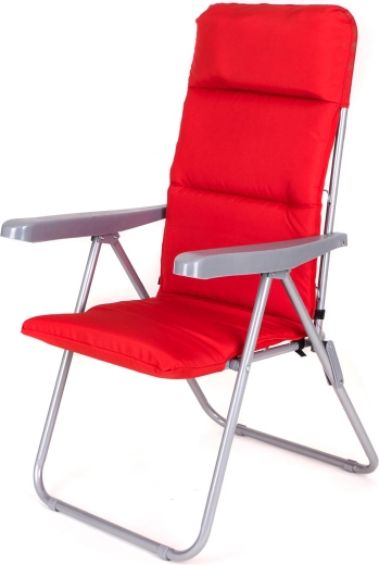 Silla de jardín reclinable LOARA con acolchado, roja