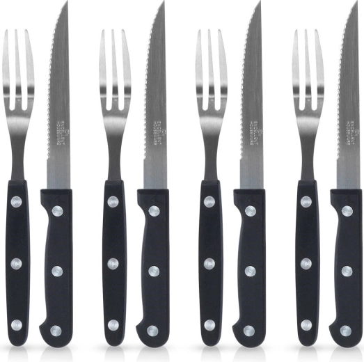 Juego de cubiertos para steak de acero inoxidable, 8 piezas