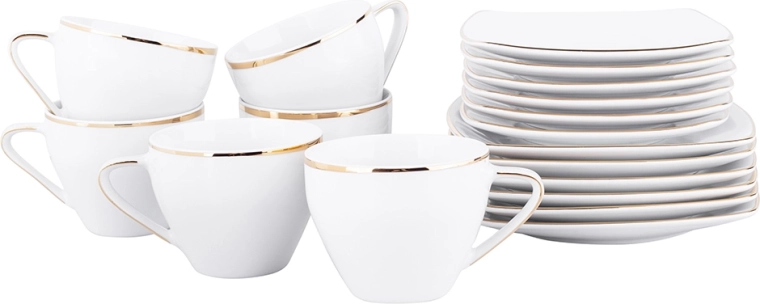 Juego de café MariaPaula Moderna Kwadratowa Gold para 6 personas 18 piezas