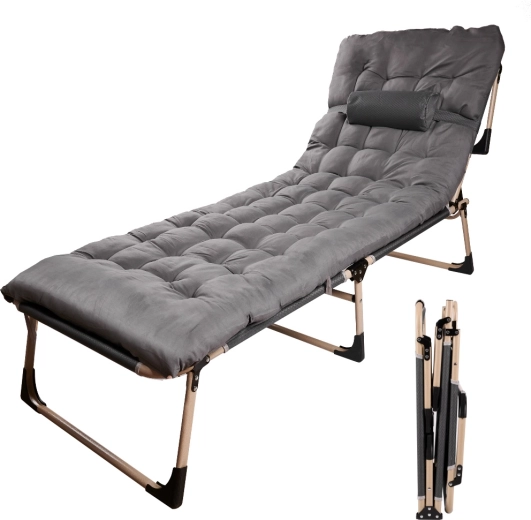 Luaro cama de campaña turística plegable con colchón 193 cm gris claro
