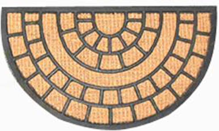 Felpudo semicircular de coco y goma 40 × 70 cm