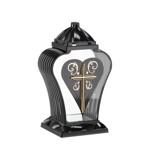 Farol funerario Amfora con cruz negro, 35 cm