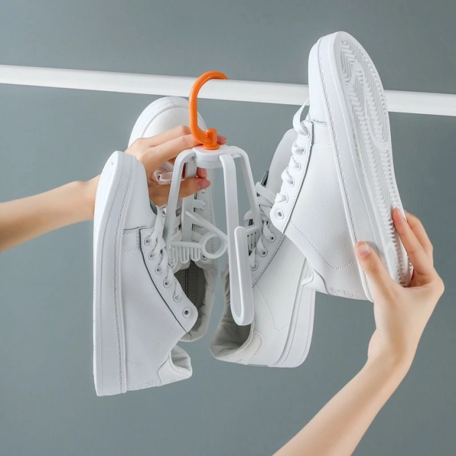 Percha doble para secado de zapatos - blanca