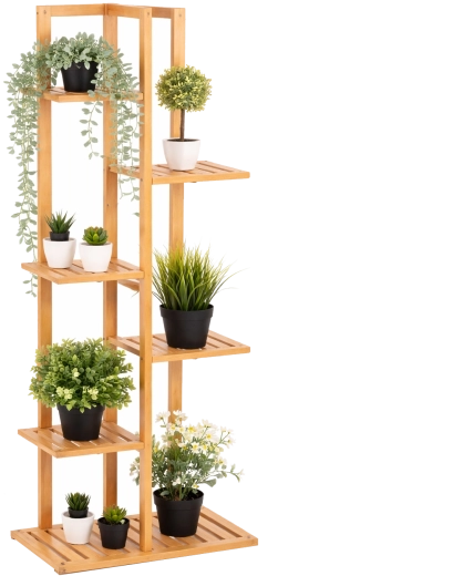 Soporte de bambú para flores de 6 niveles 40 × 21 × 122 cm