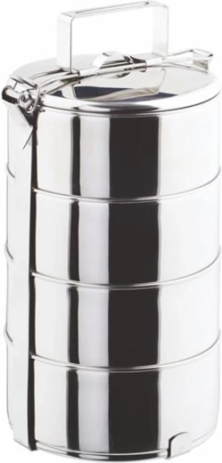 Portacomidas TORO de acero inoxidable con cuatro niveles, 4 × 1,25 l, diámetro 16 cm