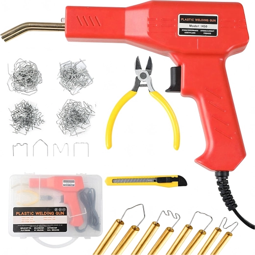 Kit de soldadora de plásticos con grapadora, grapas y alicates