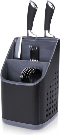 Escurre cubiertos y soporte para cubiertos, negro