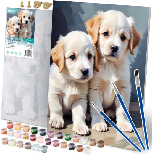 Pintura por números en lienzo 40×50 cm – Cachorros