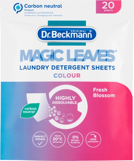 Dr. Beckmann Magic Leaves Color – toallitas de lavado para ropa de color 20 uds.