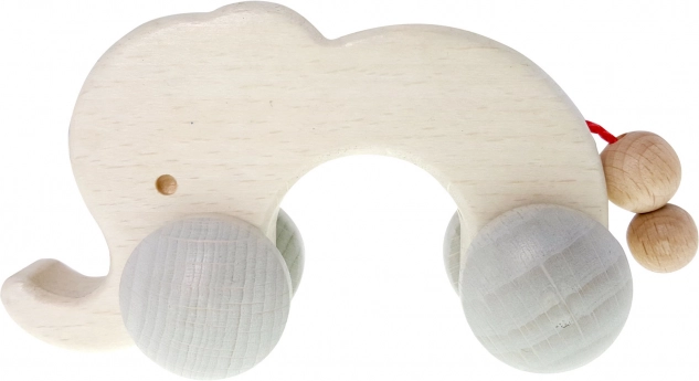 Hess elefante de madera con ruedas para la mano