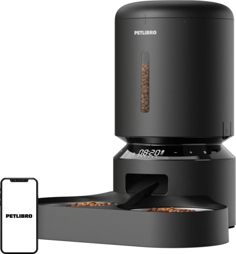 Dispensador automático de comida Petlibro Granary de 5 l con dos cuencos, negro
