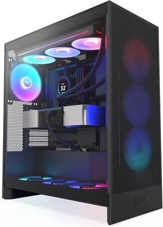Caja H7 Flow RGB Midi Tower con ventana, negra