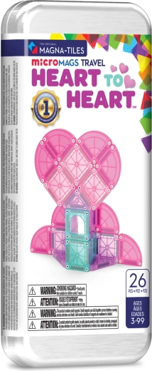 Set de construcción magnético MAGNA-TILES microMAGS set de viaje Heart to Heart, 26 piezas