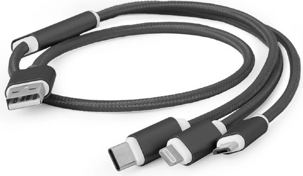 Cable de carga USB 3 en 1, 1 m, negro