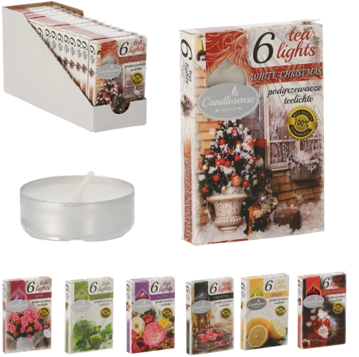Velas de té aromáticas, mezcla de fragancias, 6 uds.