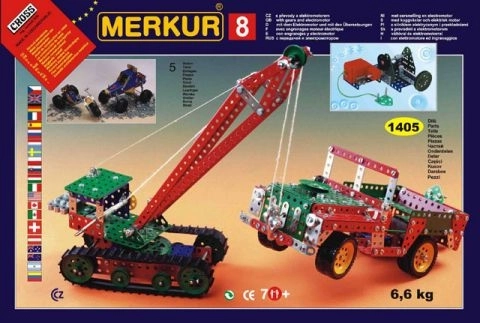 Set de construcción Merkur 8 – 130 modelos, 1405 piezas, 5 niveles