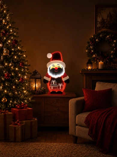 Decoración navideña 3D Santa Claus con efecto infinito de espejo LED 21,6 × 8 × 37,3 cm - 1 pieza