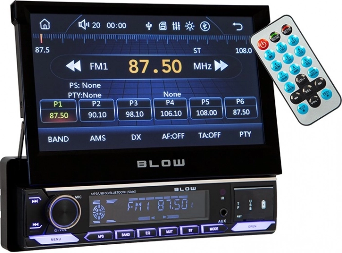 Autorradio Blow SlideX con pantalla retráctil de 7", RDS, MP3, USB, microSD y Bluetooth