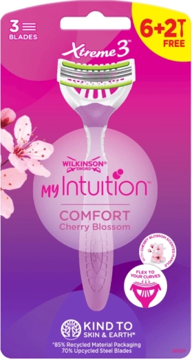 Maquinilla de afeitar desechable para mujer WILKINSON Xtreme3 Intuition Comfort Cherry Blossom, 8 uds.