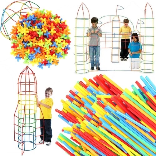 Juego de construcción de pajitas y conectores, 408 piezas
