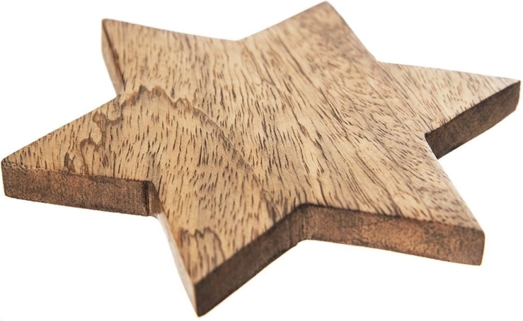 Posavasos de madera de mango de 12,5 cm con forma de estrella