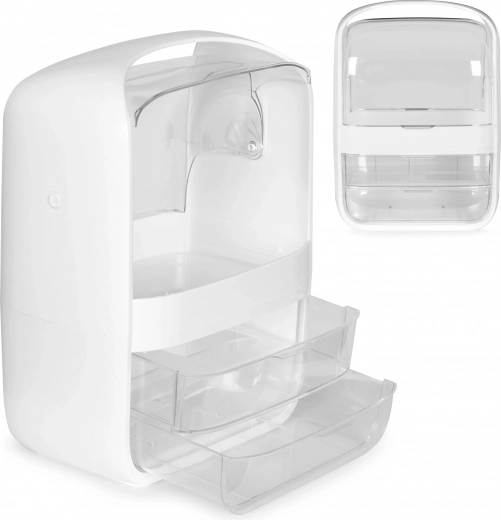 Organizador de cosméticos con tapa y 2 cajones MODERNHOME – blanco