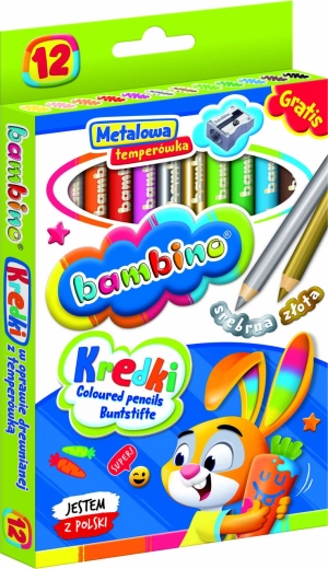 Bambino lápices de colores redondos 12 colores con sacapuntas