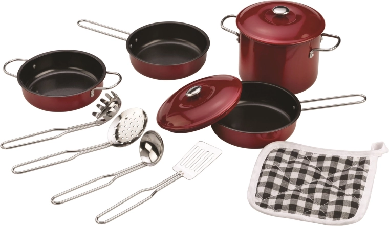 Tidlo set de utensilios de cocina de madera color burdeos