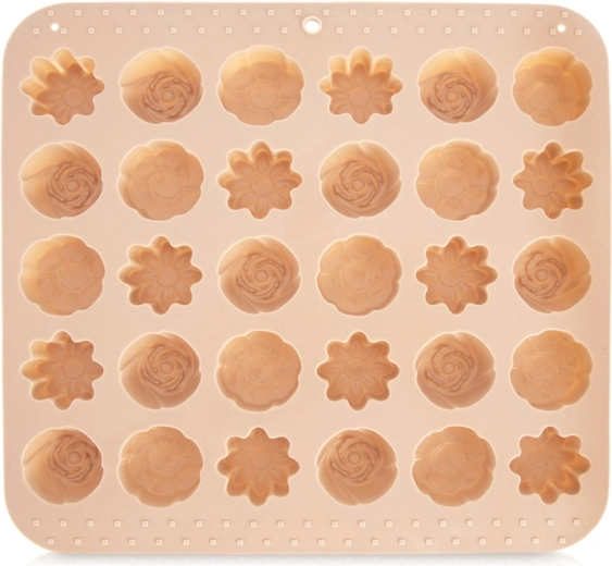 Molde de silicona para galletas y bombones flores 21,5 × 20 × 2 cm, beige