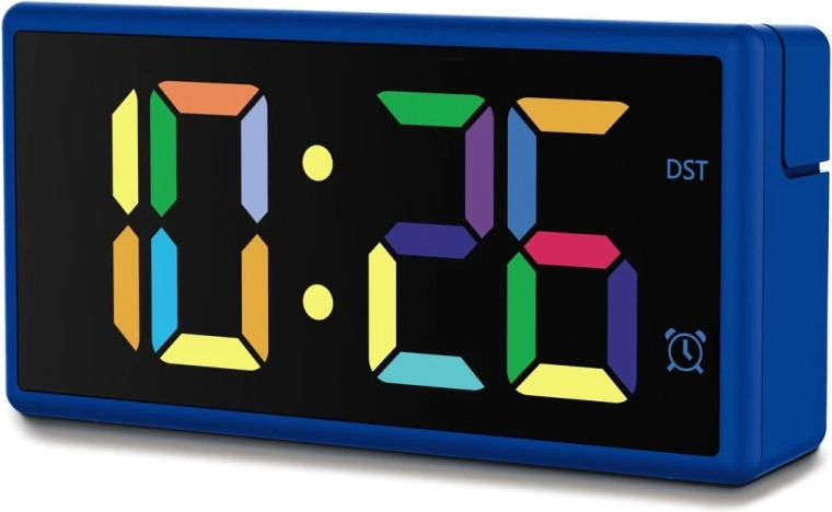 Despertador electrónico Hama Ibiza azul con pantalla LED multicolor y carga USB