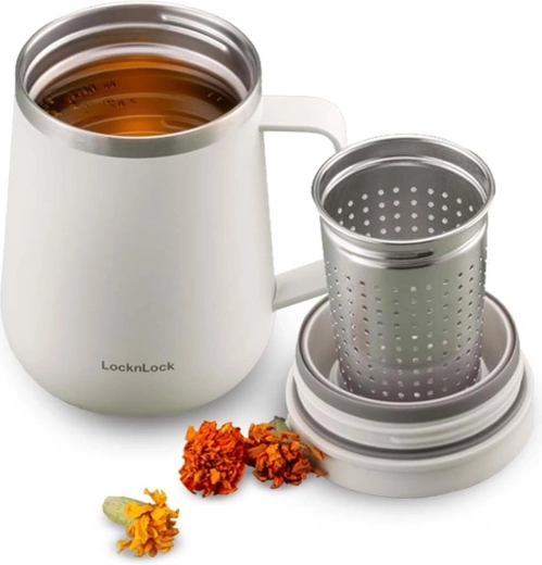 Taza térmica para té Metro 400 ml con filtro, color marfil