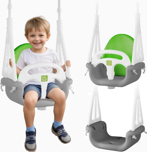 Ricokids columpio infantil de péndulo Elefante 3 en 1 gris-verde