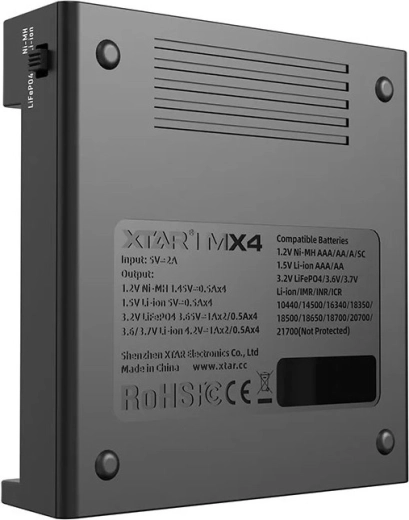 Amplia compatibilidad de tipos de baterías recargables