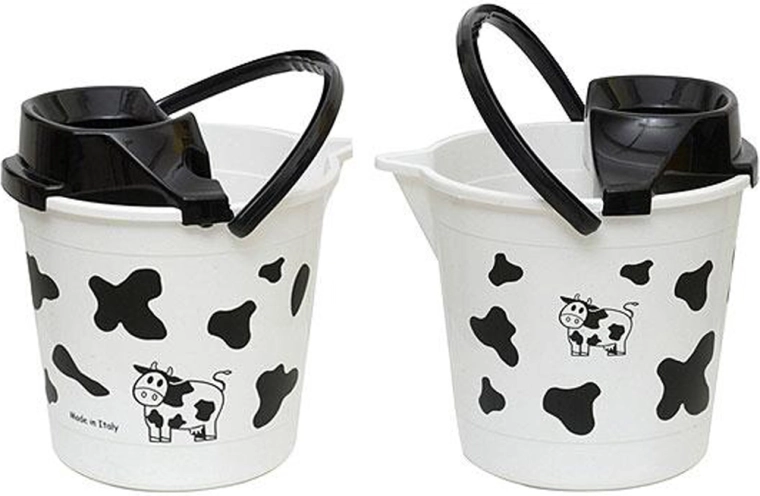 Cubo de plástico con escurridor de 12 l con motivo de vaca