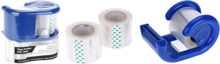 Dispensador de cinta adhesiva de escritorio con borde de corte + 3 cintas de recambio