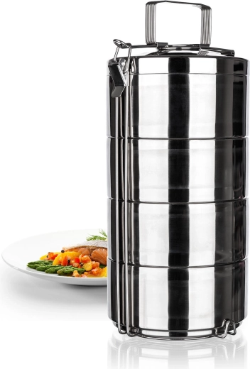 Cuatro recipientes separados para una comida completa