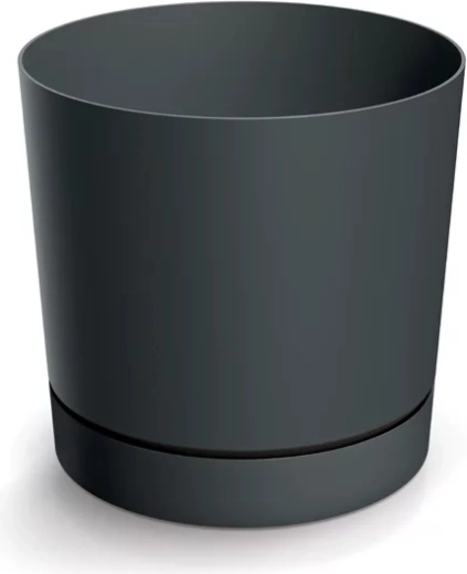 Macetero con plato TUBO P 47 cm gris oscuro