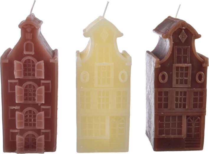 Vela decorativa navideña con forma de casita 16 cm (3 variantes)