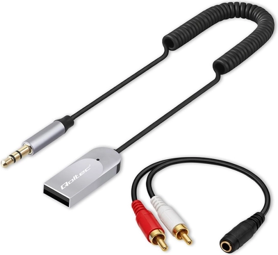 receptor de audio Bluetooth 6.0 inalámbrico para hogar y coche con 2× RCA, AUX de 3,5 mm y alimentación USB, micrófono