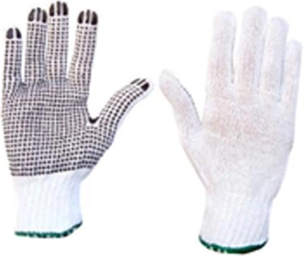 Guantes de trabajo de algodón trenzado con antideslizante, talla L