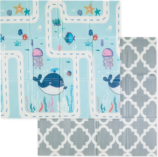 Alfombra de juego plegable Petite&Mars Campy L 130 × 200 cm animals & hexagon